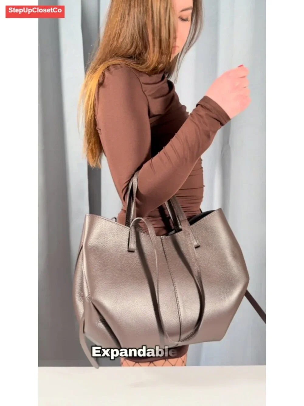 Genuine Italian Leather Tote Bag for Women Shoulder Handbag Structured